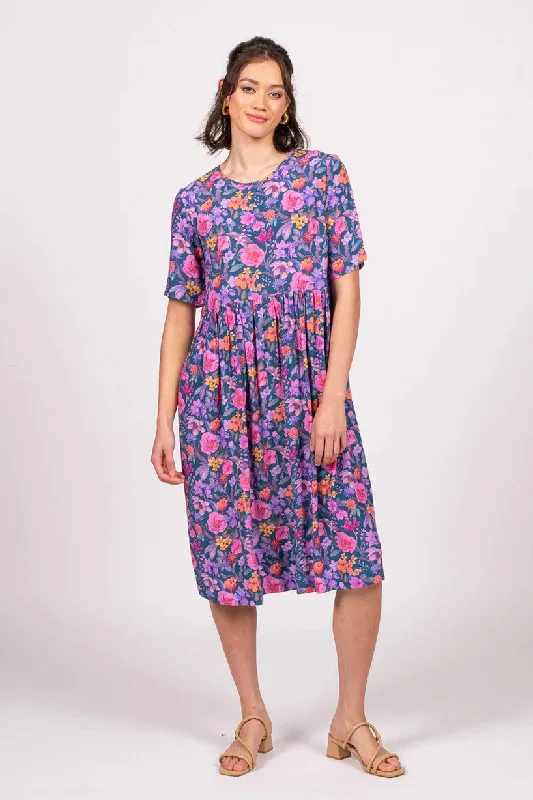 Women's Mandarin Collar DressesWilson Trollope - Otama Dress S/S, Violet Floral