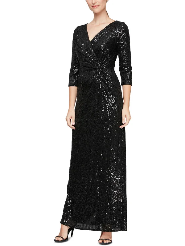 Women's Shirt Collar DressesWomens Sequined Full Length Evening Dress