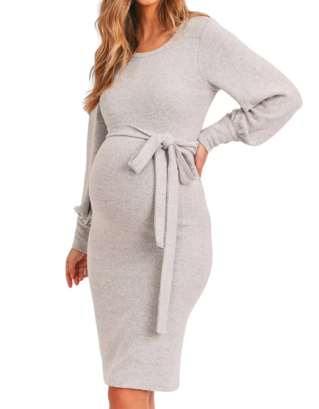 Women's Aran Knit SweatersCashmere-Like Sweater Knit Maternity Dress In Heather Grey