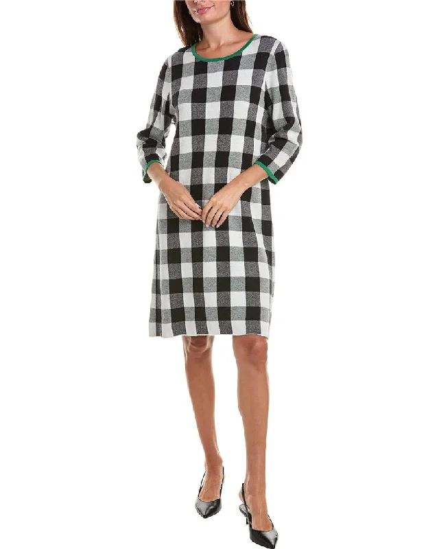 Women's V-Neck SweatersSara Campbell The Gingham Cashmere-Blend Sweaterdress