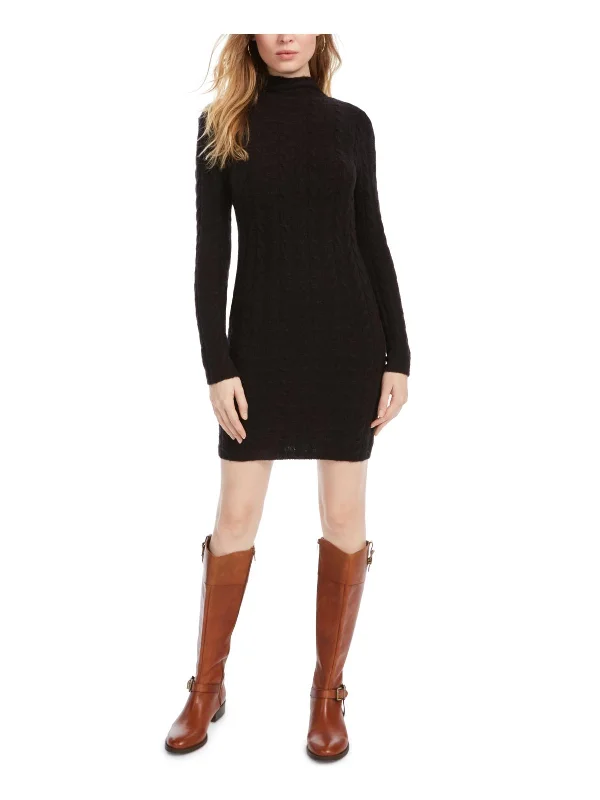 Women's Hooded SweatersWomens Cable Knit Mock Neck Sweaterdress