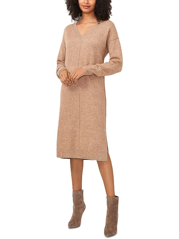 Women's Mandarin Collar SweatersWomens Knit Long Sleeves Sweaterdress