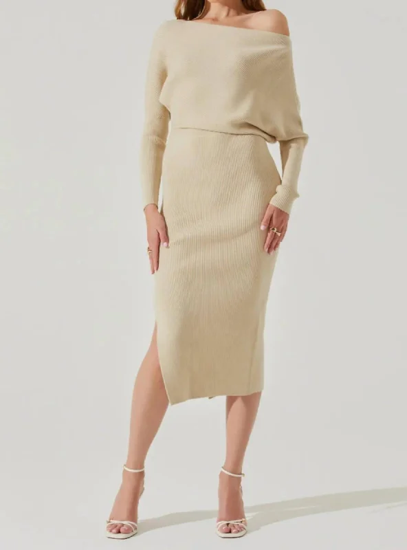 Women's Alpaca SweatersCaris Sweater Dress In Natural