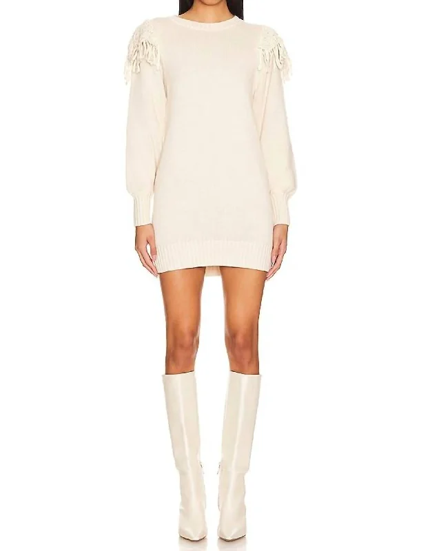 Women's Wide Collar SweatersDanielle Sweater Dress In Ivory