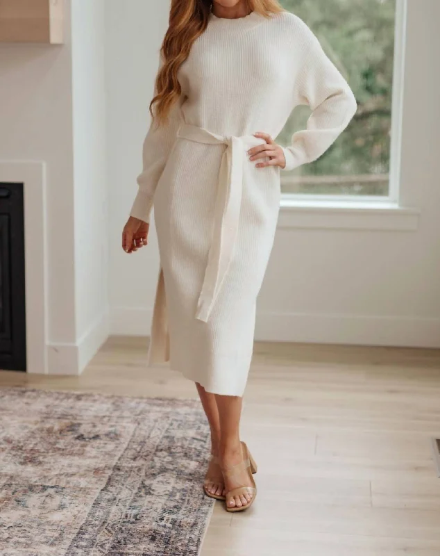 Women's Chunky Knit SweatersHello Darling Sweater Dress In White