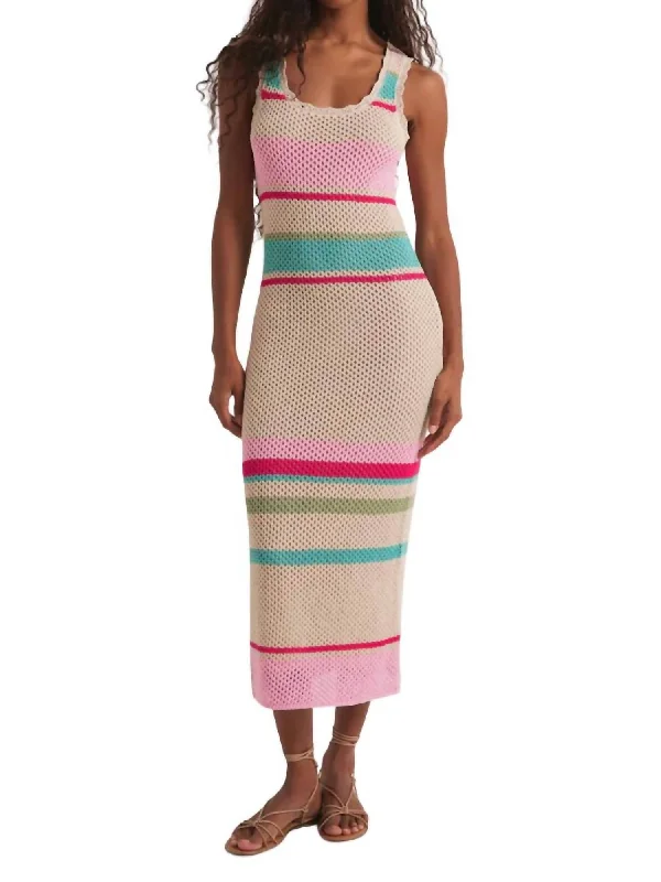 Women's Acrylic SweatersIbiza Stripe Sweater Dress In Natural