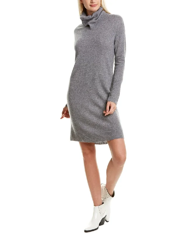 Women's V-Neck Woolen SweatersQi Cashmere Roll Neck Cashmere Sweaterdress